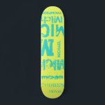 Turquoise and Lemon Grunge Typography Word Cloud Skateboard<br><div class="desc">The effect of this trendy street text based design depends on the length of your name. Select "Click to customize further" at the bottom of the "Personalize this template" to get the look you want. You can make the background and/or text any colour you want as well. Have fun creating....</div>