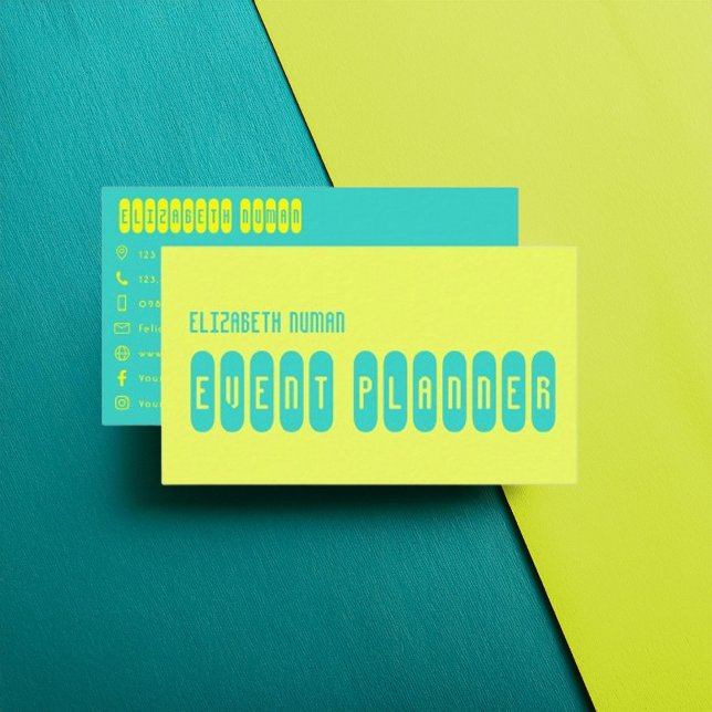 Turquoise and Lemon Modern Typography Design Business Card (Turquoise and Lemon Modern Typography Design Business Card)