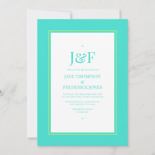 Turquoise and Lemon Yellow Wedding Invitation