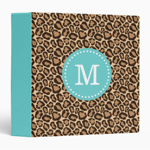 Turquoise and Leopard Print Custom Monogram Binder