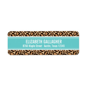 Turquoise and Leopard Print Return Address
