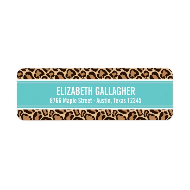 Turquoise and Leopard Print Return Address (Front)
