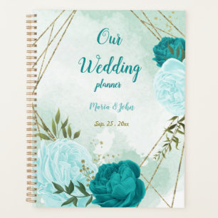 turquoise and light blue flowers greenery wedding planner