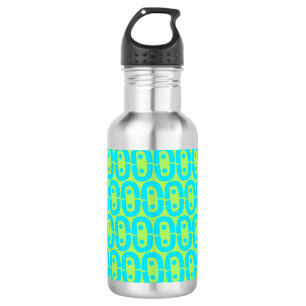 Turquoise and Lime Green Geometric Pattern 532 Ml Water Bottle
