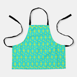 Turquoise and Lime Green Geometric Pattern Apron