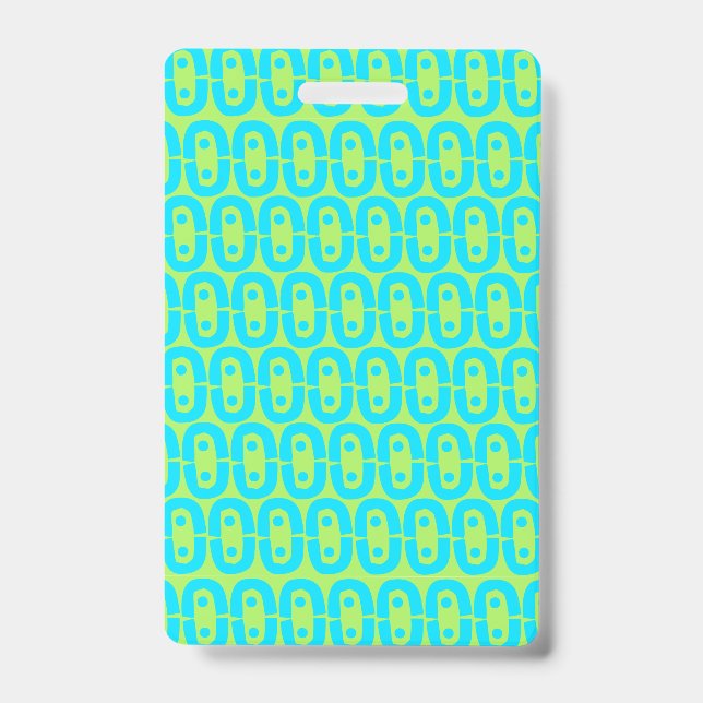 Turquoise and Lime Green Geometric Pattern Badge (Front)