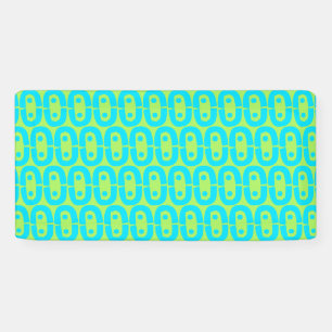 Turquoise and Lime Green Geometric Pattern Banner