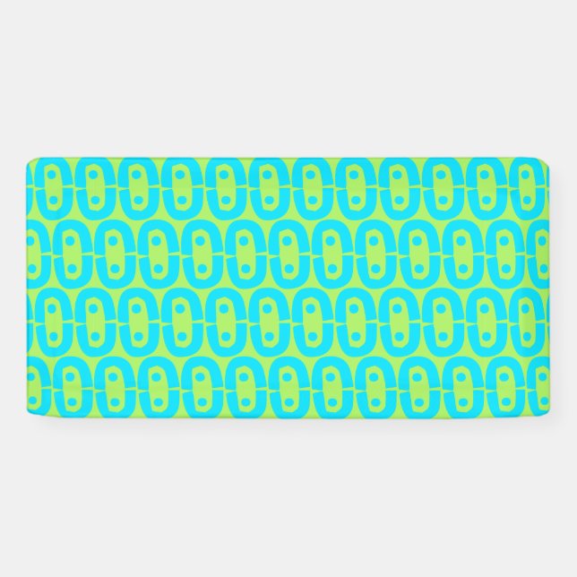 Turquoise and Lime Green Geometric Pattern Banner (Horizontal)