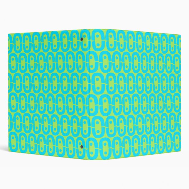 Turquoise and Lime Green Geometric Pattern Binder (Background)