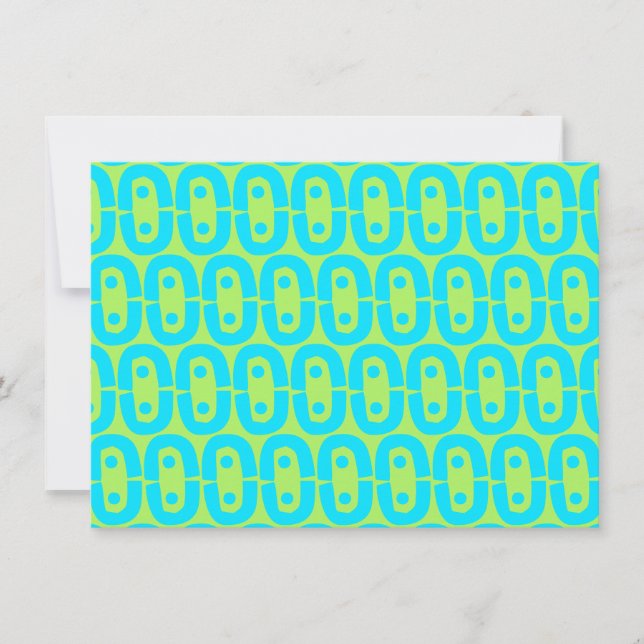 Turquoise and Lime Green Geometric Pattern Card (Front)
