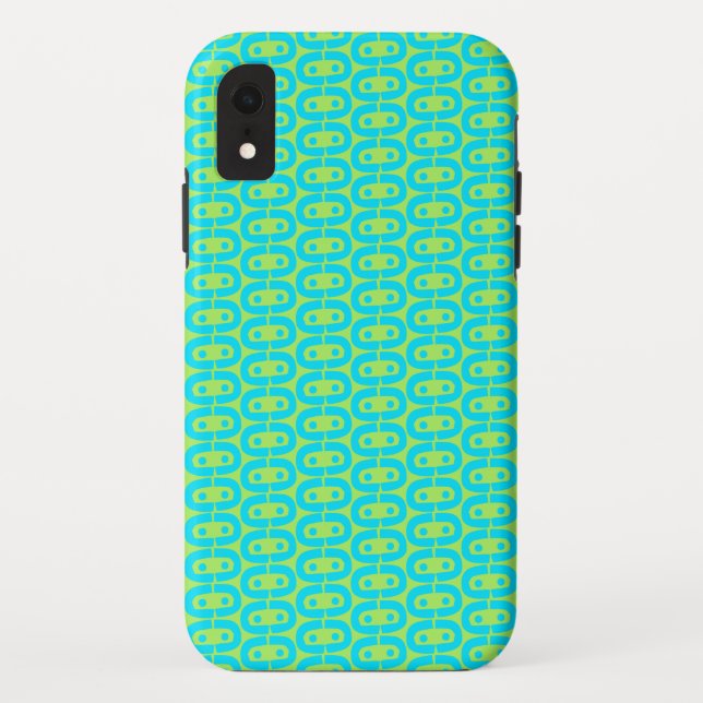 Turquoise and Lime Green Geometric Pattern Case-Mate iPhone Case (Back)