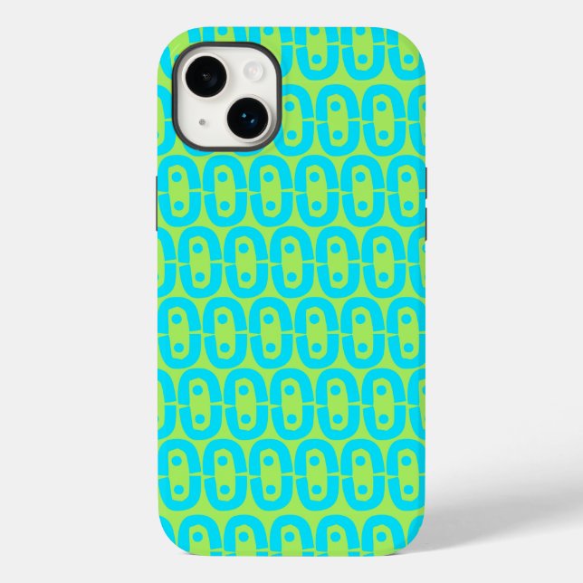 Turquoise and Lime Green Geometric Pattern Case-Mate iPhone Case (Back)