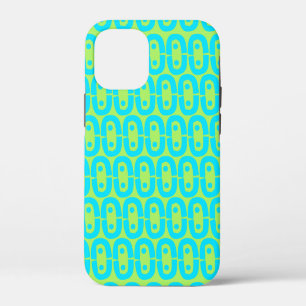 Turquoise and Lime Green Geometric Pattern iPhone 12 Mini Case
