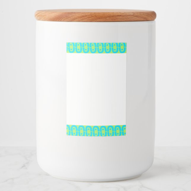 Turquoise and Lime Green Geometric Pattern Food Label (Front)