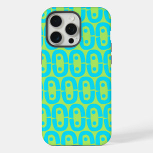 Turquoise and Lime Green Geometric Pattern iPhone 15 Pro Max Case