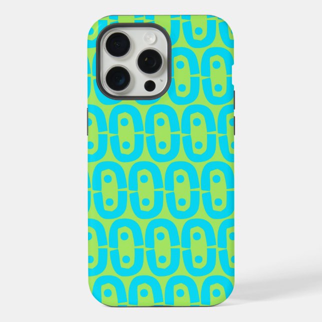 Turquoise and Lime Green Geometric Pattern iPhone Case (Back)