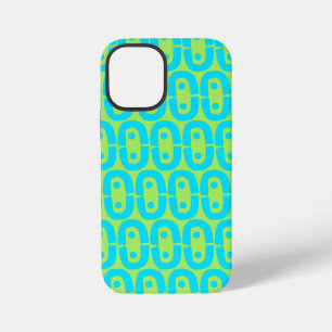 Turquoise and Lime Green Geometric Pattern iPhone 12 Mini Case