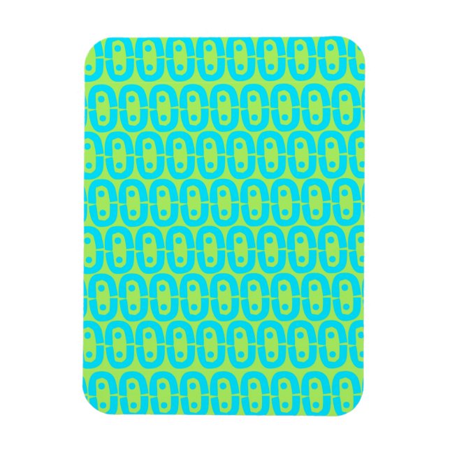 Turquoise and Lime Green Geometric Pattern Magnet (Vertical)