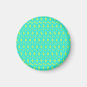 Turquoise and Lime Green Geometric Pattern Magnet