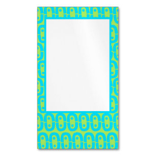 Turquoise and Lime Green Geometric Pattern Magnetic Business Card