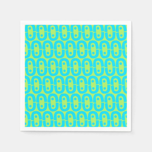Turquoise and Lime Green Geometric Pattern Napkin (Front)