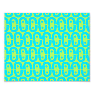 Turquoise and Lime Green Geometric Pattern Photo Print