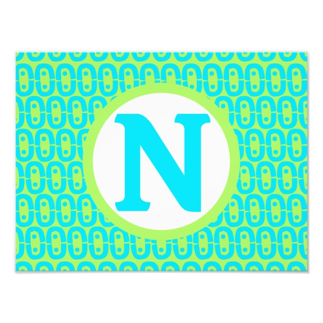 Turquoise and Lime Green Geometric Pattern Photo Print (Front)