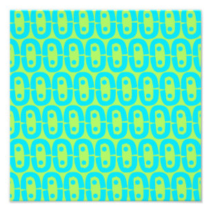 Turquoise and Lime Green Geometric Pattern Photo Print