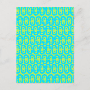 Turquoise and Lime Green Geometric Pattern Postcard