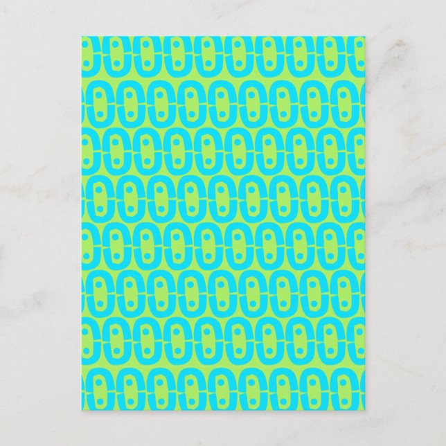 Turquoise and Lime Green Geometric Pattern Postcard (Front)