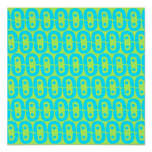 Turquoise and Lime Green Geometric Pattern Poster (Front)
