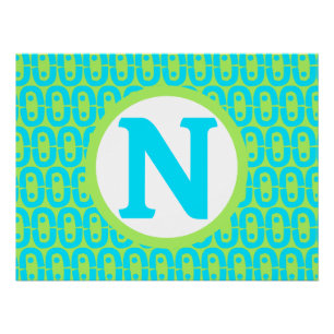 Turquoise and Lime Green Geometric Pattern Poster