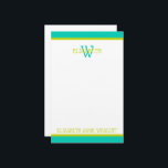 Turquoise and Lime Green Monogram Stationery<br><div class="desc">This cute monogram stationery features a frame of turquoise and bright lime green with a matching turquoise and green monogram that you can personalize with your choice of name and initial.</div>
