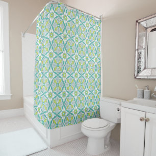 Turquoise and  Lime Green Shower Curtain