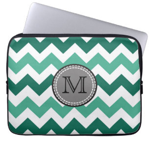 Turquoise and Mint Chevron Zigzag Monogram Laptop Sleeve