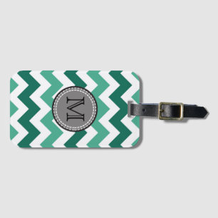 Turquoise and Mint Chevron Zigzag Monogram Luggage Tag