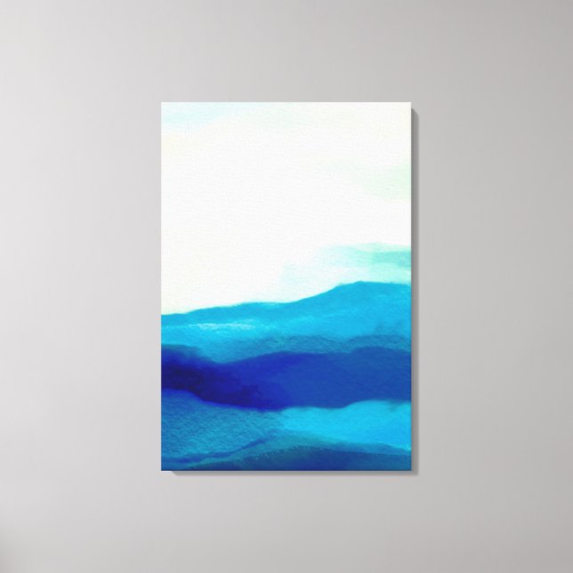 Turquoise and Ocean Blue Sea Abstract Painting Canvas Print (Front)