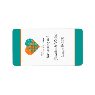 Turquoise and Orange Heart Lip Balm Label