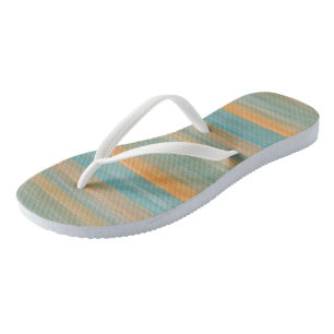 turquoise and peach streaks flip flops