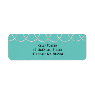 Turquoise and Pearls Bridal Shower Label
