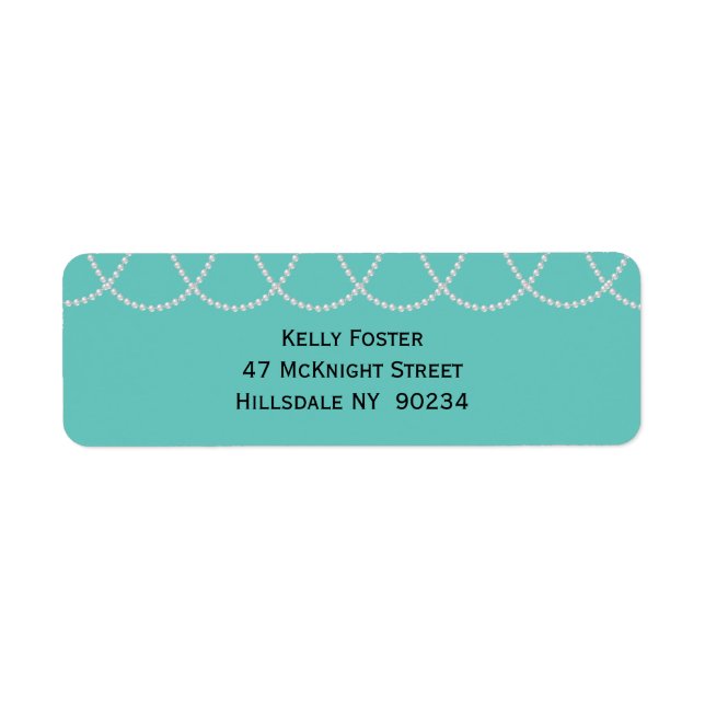 Turquoise and Pearls Bridal Shower Label (Front)