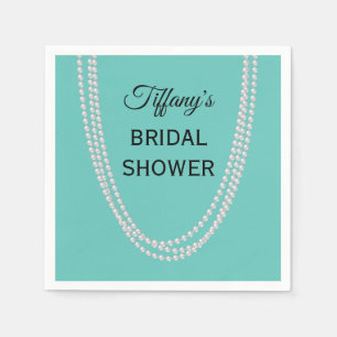 Turquoise and Pearls Bridal Shower Napkins
