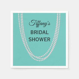 Turquoise and Pearls Bridal Shower Napkins