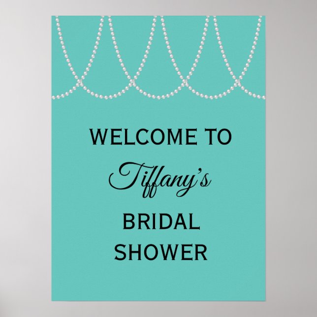 Turquoise and Pearls Bridal Shower Poster (Front)