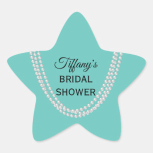 Turquoise and Pearls Bridal Shower Star Sticker