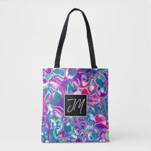 Turquoise and Pink Bubbles Fluid Art    Tote Bag