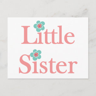 turquoise and pink flower little sister postcard