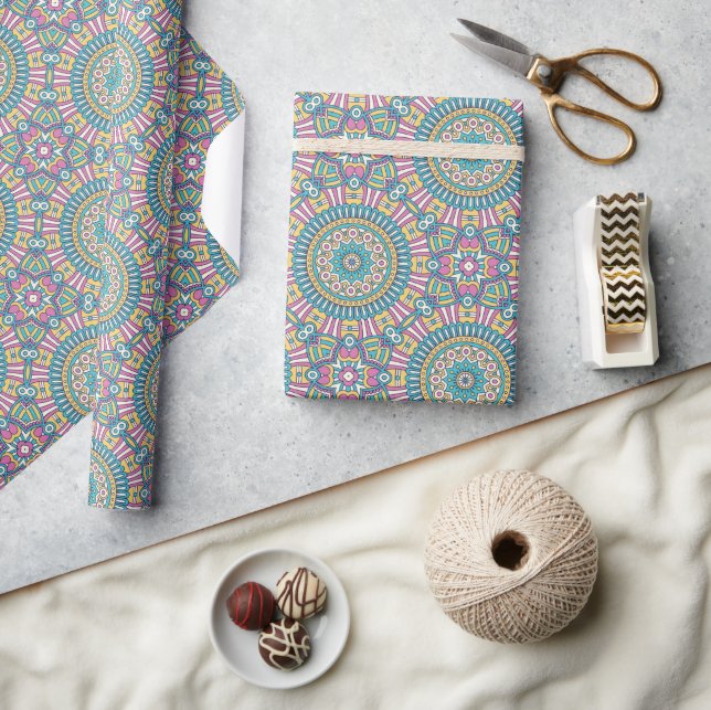 Turquoise and Pink Mandala Wrapping Paper (Crafts)