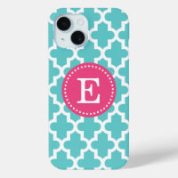 Turquoise and Pink Modern Moroccan Monogram