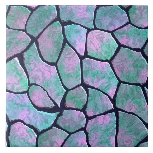 Turquoise and pink mosaic stones seamless pattern tile (Front)